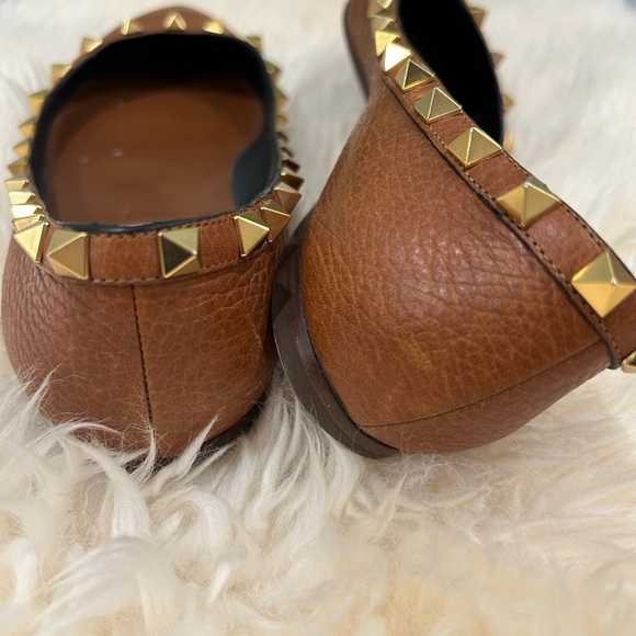 Authentic Valentino Garavani size 38 (7.5) Rockstud Ballet Flat Brown color - Picture 7 of 11
